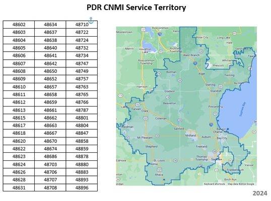 This is our service area and zip code coverage