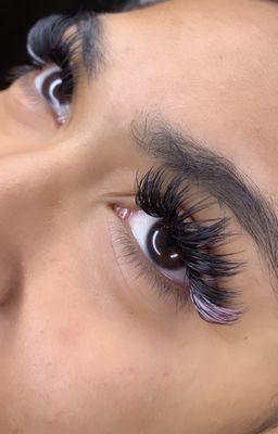 Double Stack Eyelash Extensions with a splash of color (white ombré)