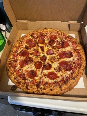 Large 2 topping: pepperoni and bacon