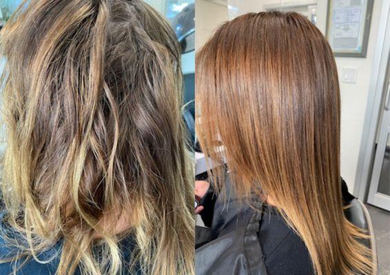 Beautiful Brazilian blowout transformation