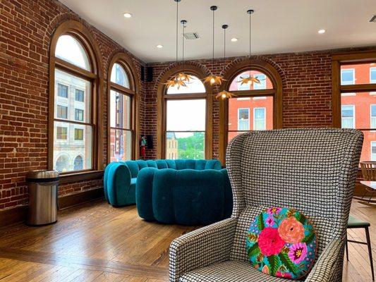 The newly decorated coffee shop/bakery upstairs in The Mercantile