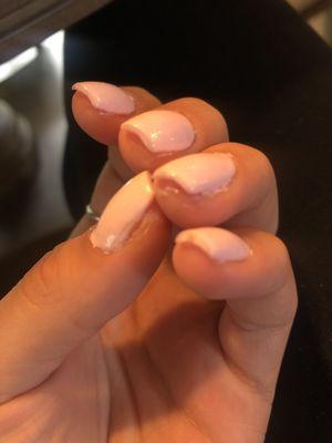 My daughters nails that were done at venetian nails. Worst job ever!