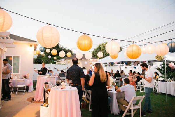 The cocktail tables along with the floor length linens worked out nicely