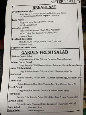 Menu as of 01/23