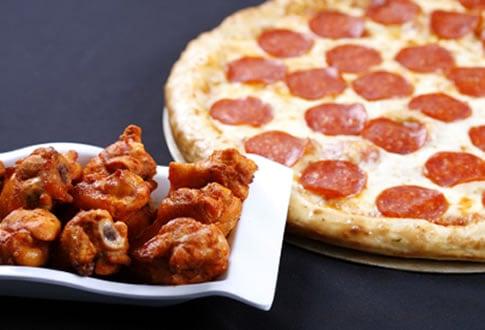 Medium Plain Pizza 10 Buffalo Wings & one  2-Liter of Soda Only $14.50 +tax