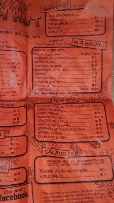 Beach Hut Food Menu