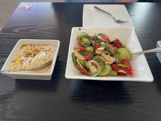 Tomato Cucumber Salad and Hummus