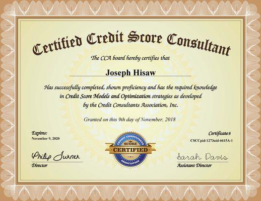 Certified Credit Score Consultant