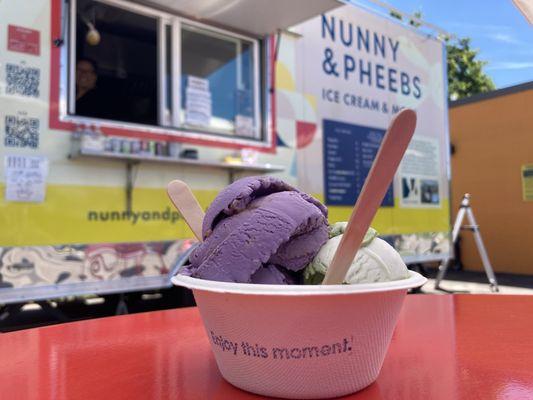 Ube caramel coconut and lavender matcha