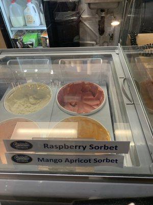 raspberry sorbet & mango apricot sorbet, VEGAN