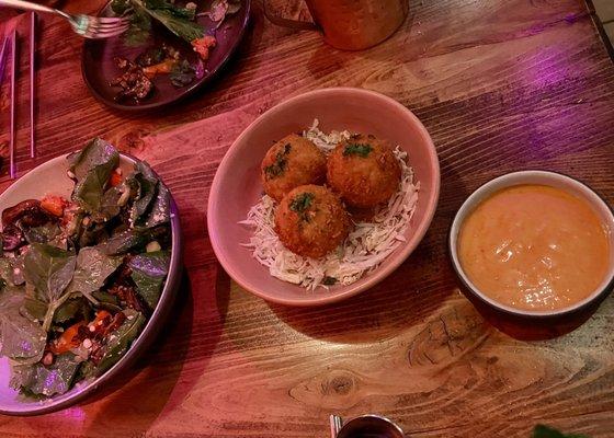 Forager salad + chicken arrancini