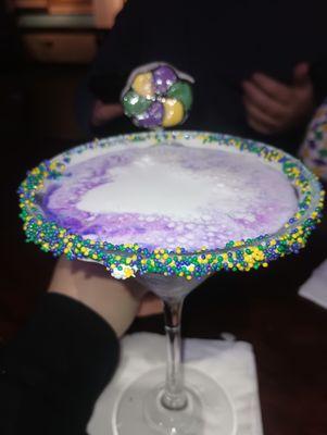 King cake martini with local bakery mini cake pops - delicious! & STRONG