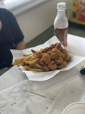 Shrimp and fries- someone just said they are addicting.