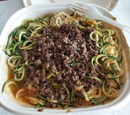 Ground beef marinara zoodle,  as delivered