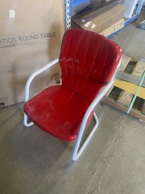 Restored chair white and red baron red.