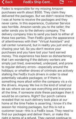 The Failures of FedEx to Customers