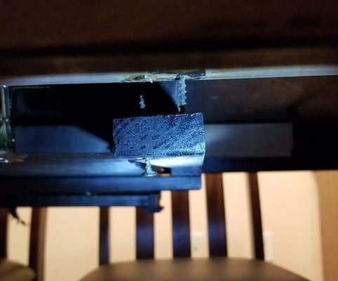 Under table supposed to hold up extension - broken from day 1