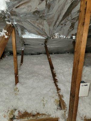 R38 blown insulation and radiant barrier