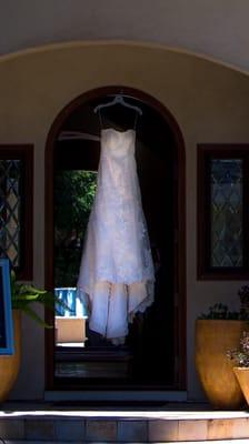 My beautiful wedding dress after Flora worked her magic.