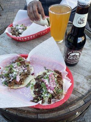 On the right the root beer taco  On the left is the brisket