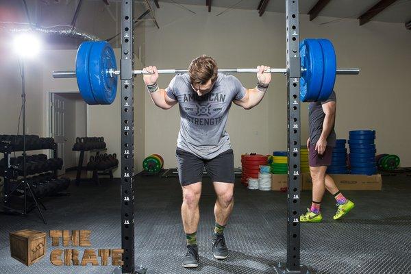 Collin and Babak working with the weights.