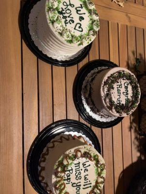 From top, middle and bottom = Vanilla, Oreo Cookies & Creme and Caramel Cake. quick pickup order after a cake failure from another business.