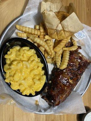 Half rack of baby back ribs.