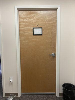 This is my office door, room 2, inside Psycare Solutions.