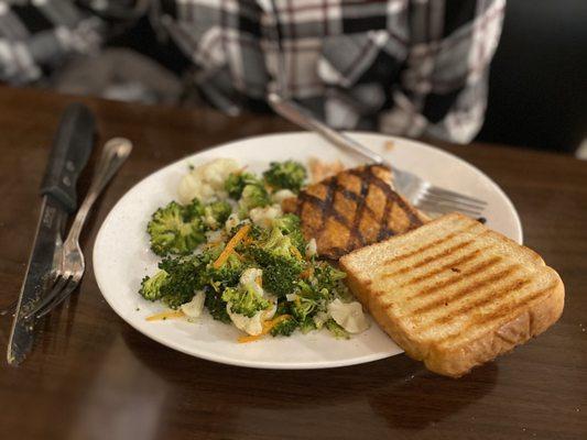 Salmon entree! Cooked to perfection!