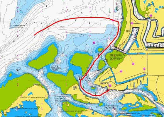 Map of Shell Point Marina Approach.