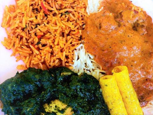 Delicious Nepalese-Indo Fusion Cuisine including Biryani, Tikka Masala, Saag Paneer (pictured).