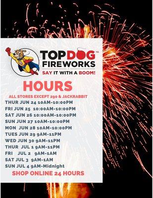 TOPDOG Fireworks Store 45 Location Hours Summer 2021