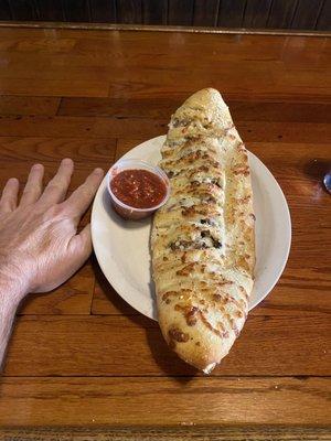 Sausage and mushroom calzone.