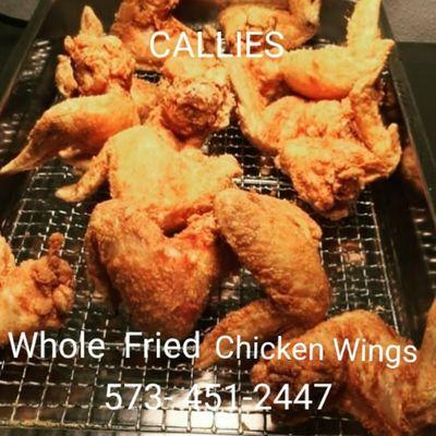 Real Whole fried Chicken Wings, comes with Bread and real potatoes Fries Only @ CALLIES.