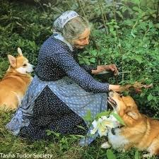 Tasha Tudor and corgis