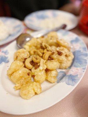 Honey Cashew Shrimp (they ran out of walnuts)