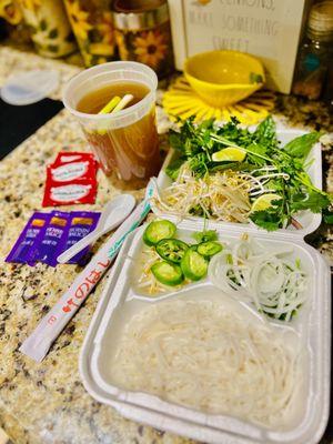 The set-up (Vegetable Pho)