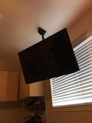 Tv installed with ceiling mount