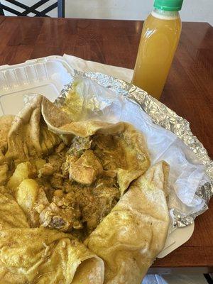 chicken curry with dhalpuri roti