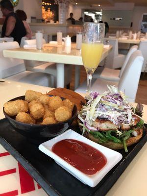 Shrimp Burger with Tater Tots...sooooo good!