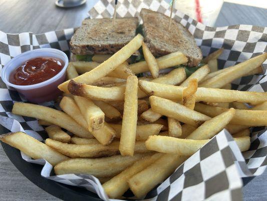 BLTTA (bacon lettuce tomato turkey avocado) sandwich + fries