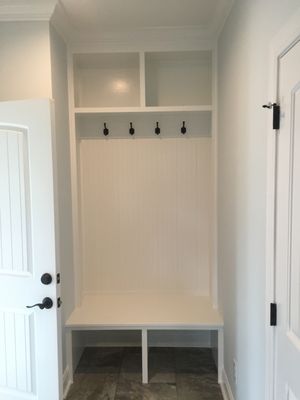 This drop zone we built in Kingsport, TN is a great solution for any mud room.