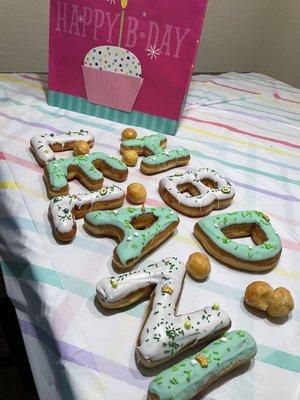 Custom letter donuts