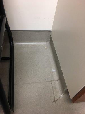 Floor of exam room was dirty.