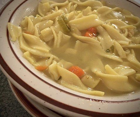 Chicken noodle soup. Or, more accurately, noodles in chicken broth.