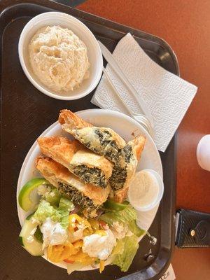 Spanakopita with potato salad