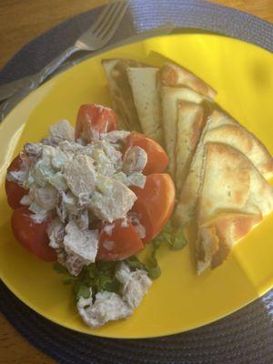 Chicken salad on tomato