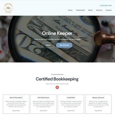 Affordable webpage design for book keeping startup - onlinekeeper.org