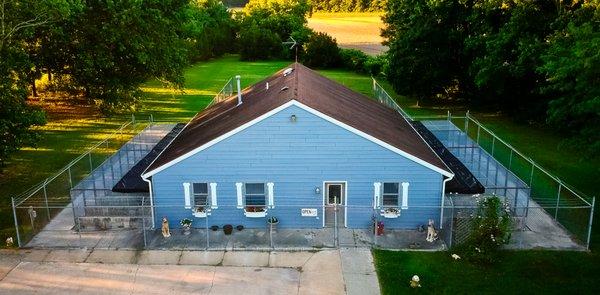 Aerial view of Heavenly Hound Hotel 2018