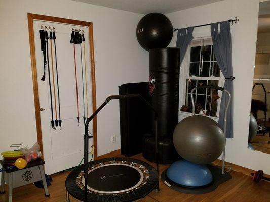 Lots of equipment to have fun, sweat, strengthen and balance your mind, body and spirit!